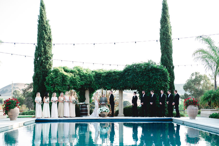 Poolside Wedding Ceremony Hidden Springs Villa