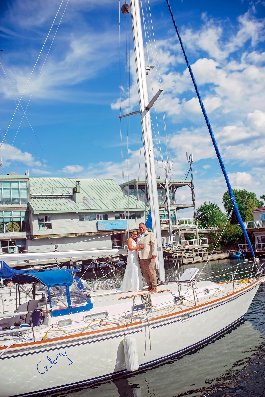 wedding portraits on yacht