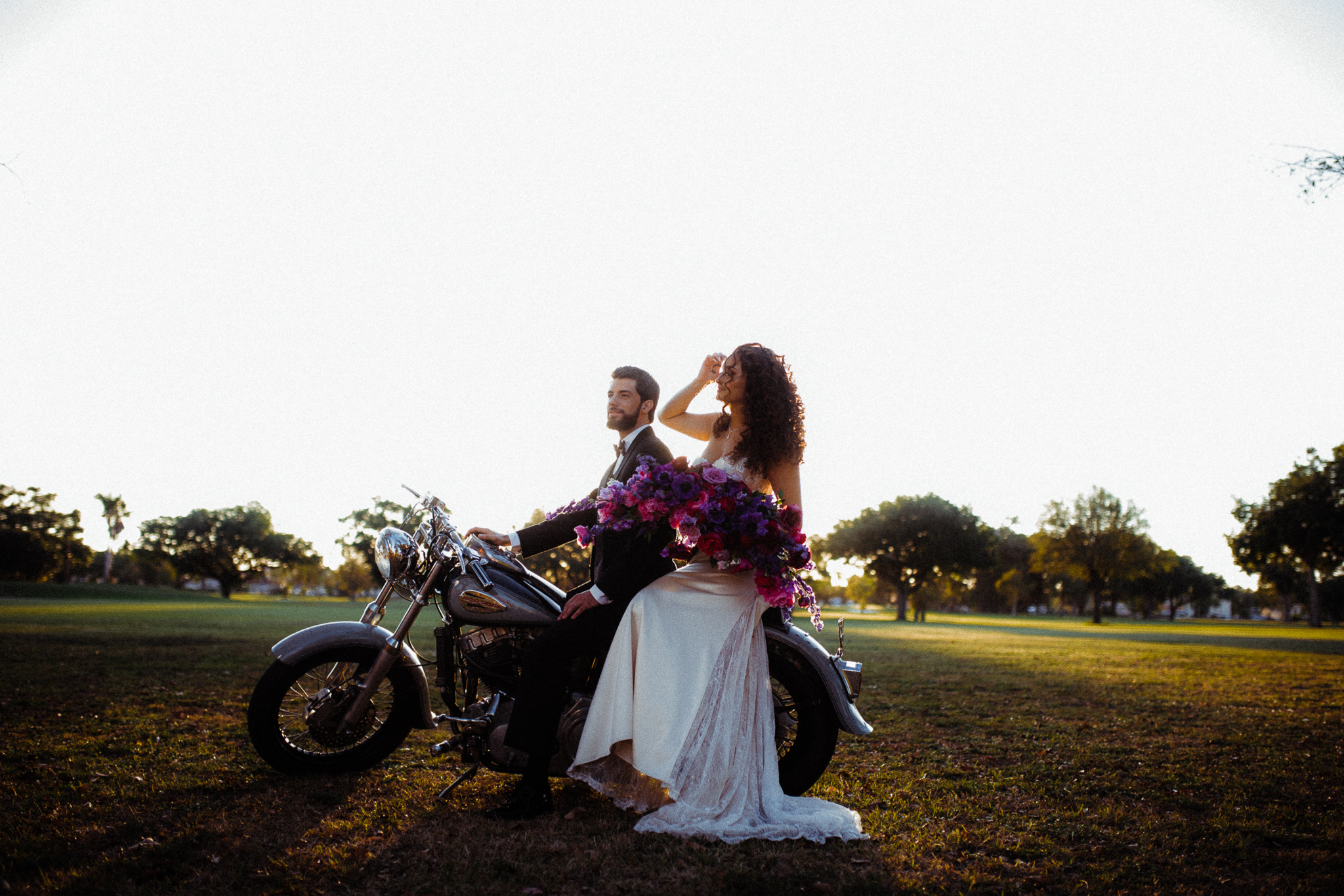 Couple on Motorcycle at Wedding, So This Is Love Wedding Blog